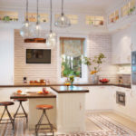 Virtuves dizains privātmājā Skandināvu stila perimetru komplekti