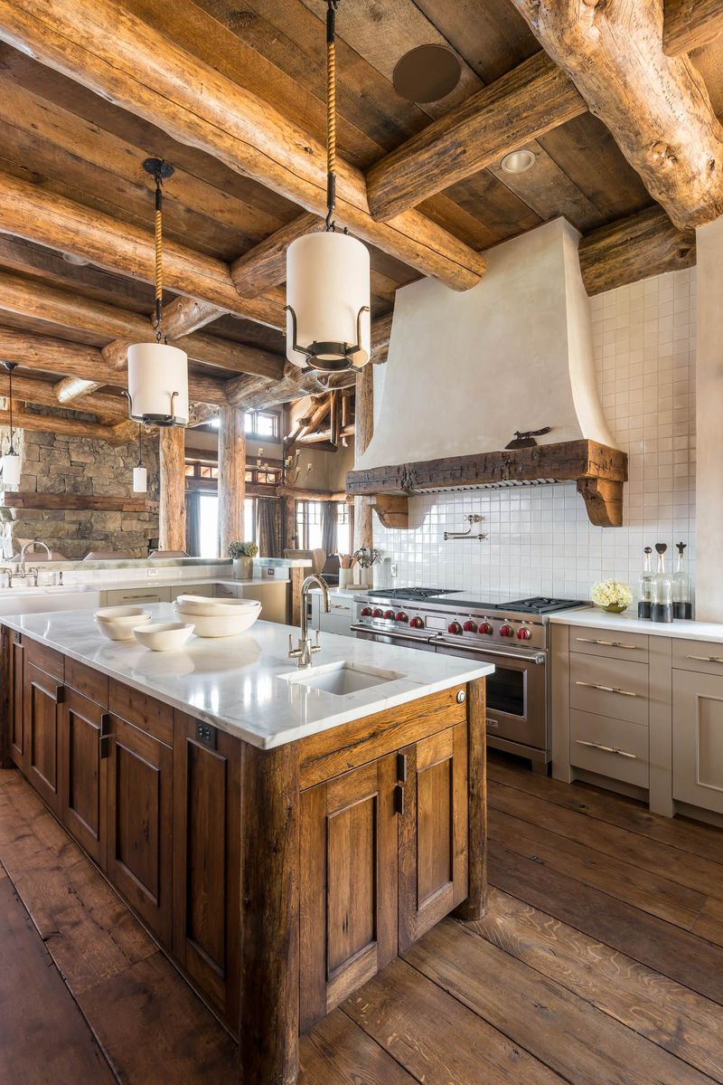 Kitchen design in a private house rustic style