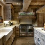 Kitchen design in a private house in a rustic style