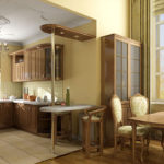 Virtuves dizains privātmājā, klasiskā stila gatavošanas zona