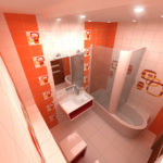 Thiết kế phòng tắm màu Khrushchev màu trắng cam