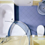 Thiết kế phòng tắm trong phòng tắm Khrushchev được kết hợp với bồn tắm