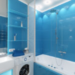 تصميم الحمام في خروتشوف مع حوض استحمام وآلة التقليب