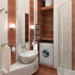 تصميم الحمام في مكانة دش الزاوية المستندة إلى خروشوف مع الرفوف