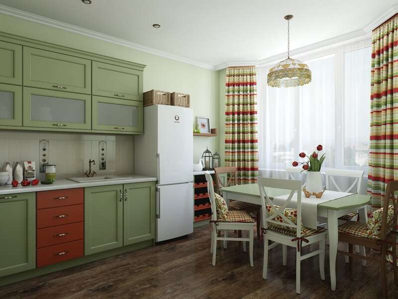 rideaux de cuisine verts