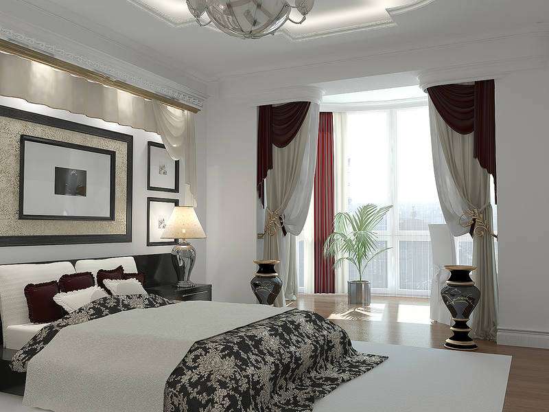 تصميم غرفة نوم كلاسيكية مع شرفة