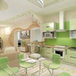 elitārs virtuves dizains zaļās krāsās