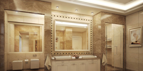 Salle de bain classique en beige