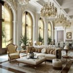 The design of a large living room room of a private house in a classic style