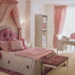 تصميم غرفة الأطفال للفتاة على طراز سرير الإمبراطورية المظلة