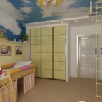 ديكور غرفة للأطفال مع جدار صالة رياضية وخزانة ملابس مدمجة
