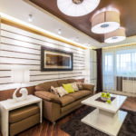 Living room decoration with horizontal wall panels and pencil cases