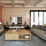 Dzīvojamās istabas rotājums pelēks-smilškrāsas krāsā
