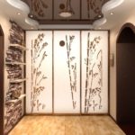 Éclairage de couloir avec armoire coulissante et ardoise décorative