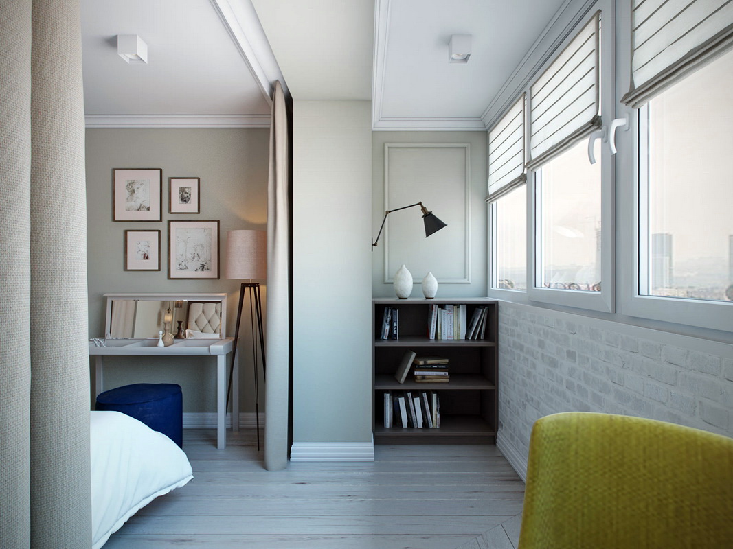 חדר שינה מעוצב סקנדינבי עם מרפסת