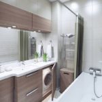 Design moderne d'une étroite salle de bain hi-tech