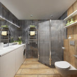 Design de salle de bain contemporain en marbre beige et gris
