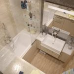 Thiết kế phòng tắm hiện đại kết hợp gạch khác nhau