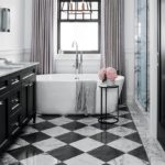 Damier en marbre design salle de bain contemporain