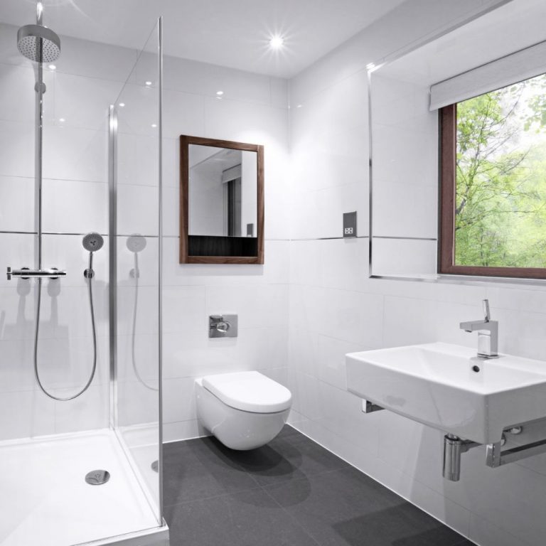 Design moderne de la salle de bain dans le style général de la maison