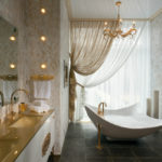 Salle de bain contemporaine Art Nouveau avec carrelage au sol