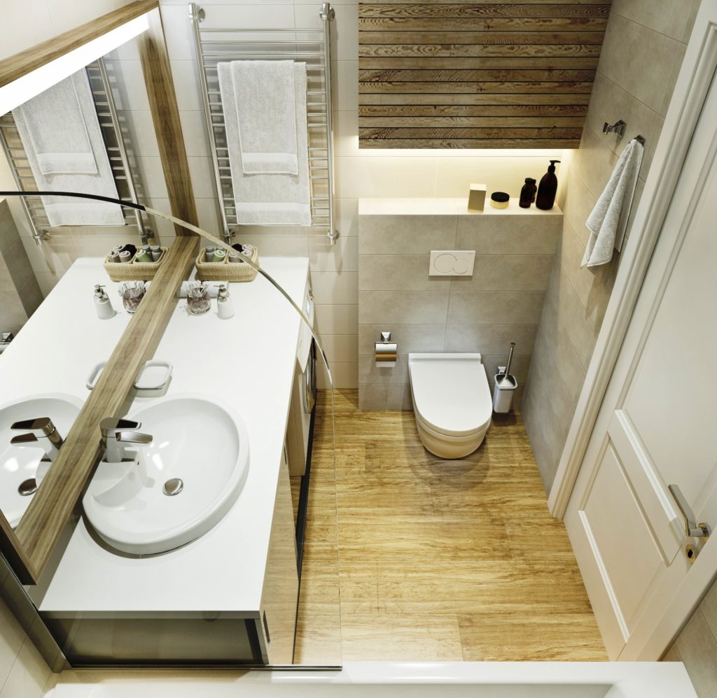 Thiết kế hiện đại ốp gỗ phòng tắm