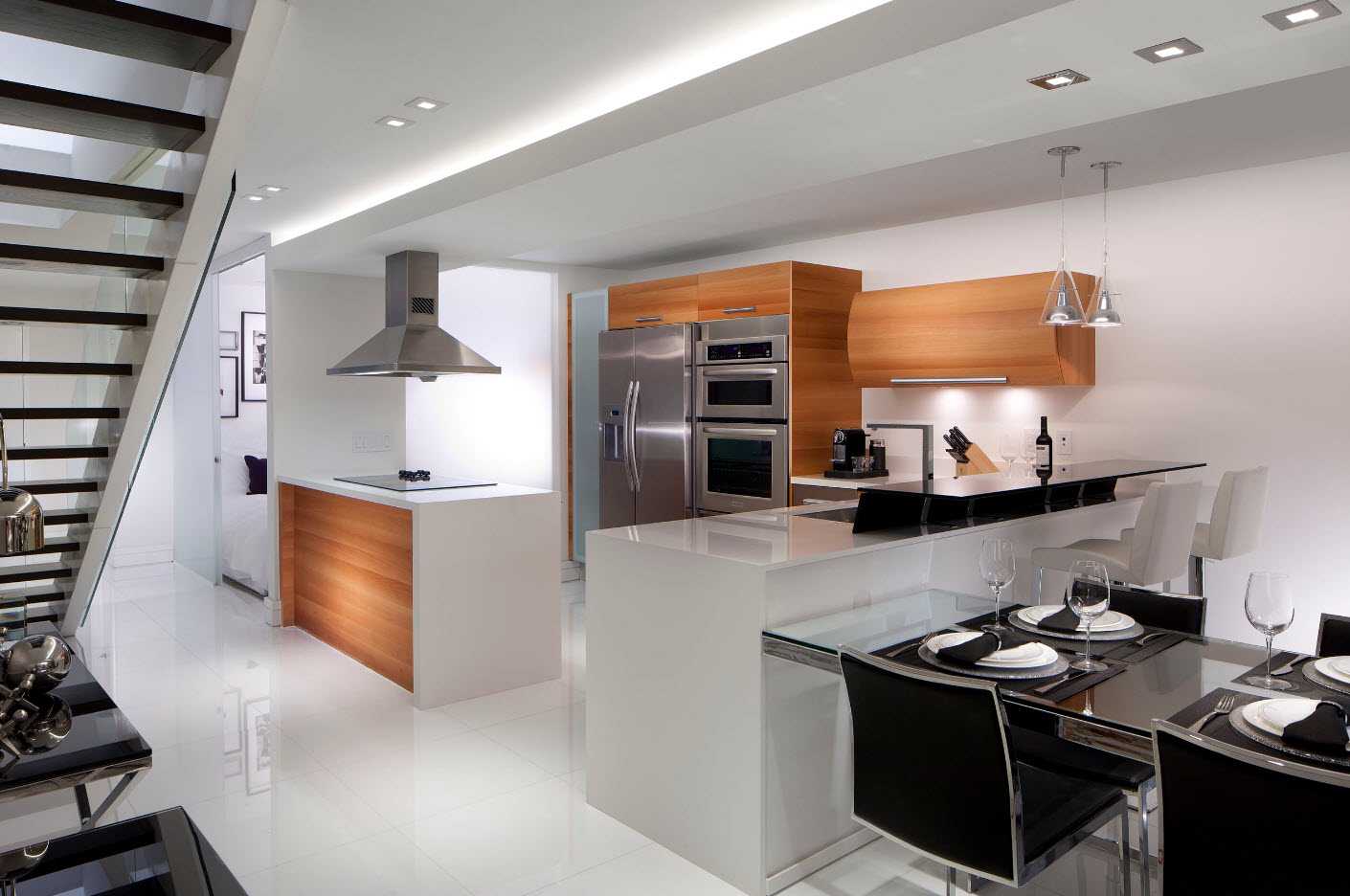 modern black and white kitchen
