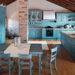 high-end mutfak tasarım mavi seti