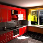 high-end kitchen design red tones