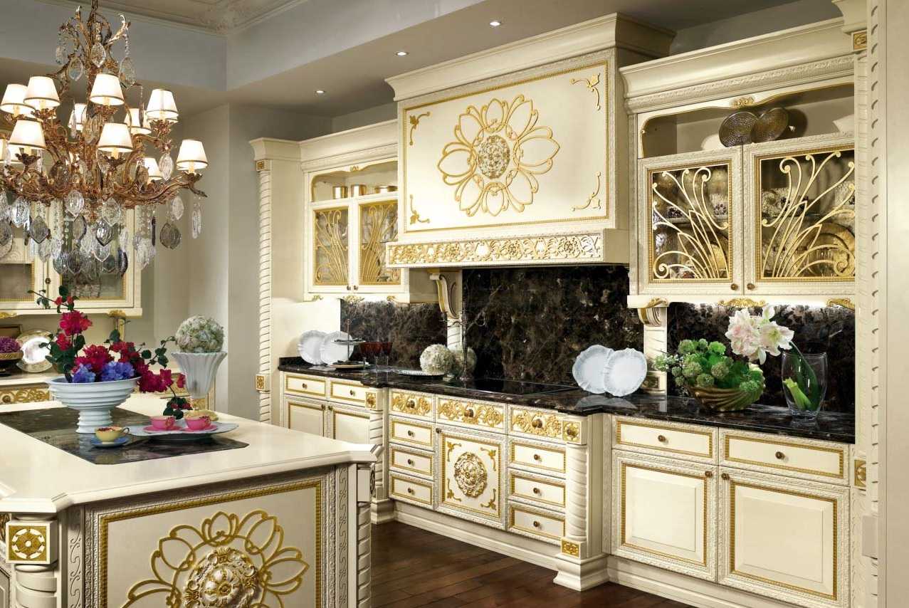 luxury kitchen in beige tones