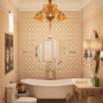 l'idée d'utiliser un beau plâtre décoratif à l'intérieur de l'image de la salle de bain