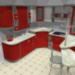 sarkanās virtuves attēla spilgts dizaina variants