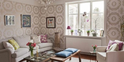 The idea of ​​a beautiful wallpaper design for the living room