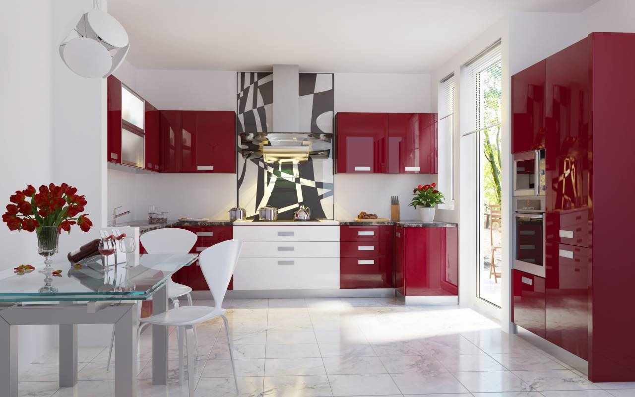 kırmızı mutfağın sıradışı bir dekor fikri