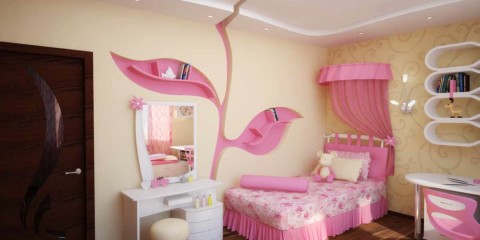 bir kız fotoğrafı için alışılmadık bir yatak odası iç örneği
