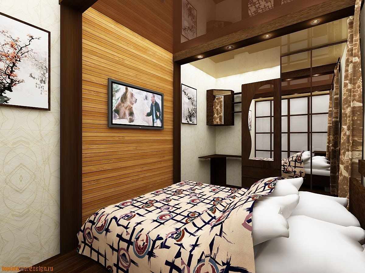 אפשרות לעיצוב יפהפה של חדר שינה צר