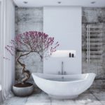 la possibilité d'appliquer un beau plâtre décoratif à l'intérieur de l'image de la salle de bain
