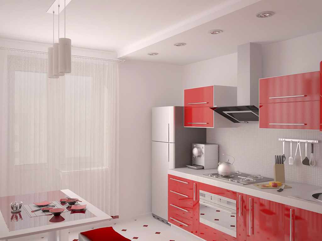 ideja par skaistu sarkanās virtuves stilu