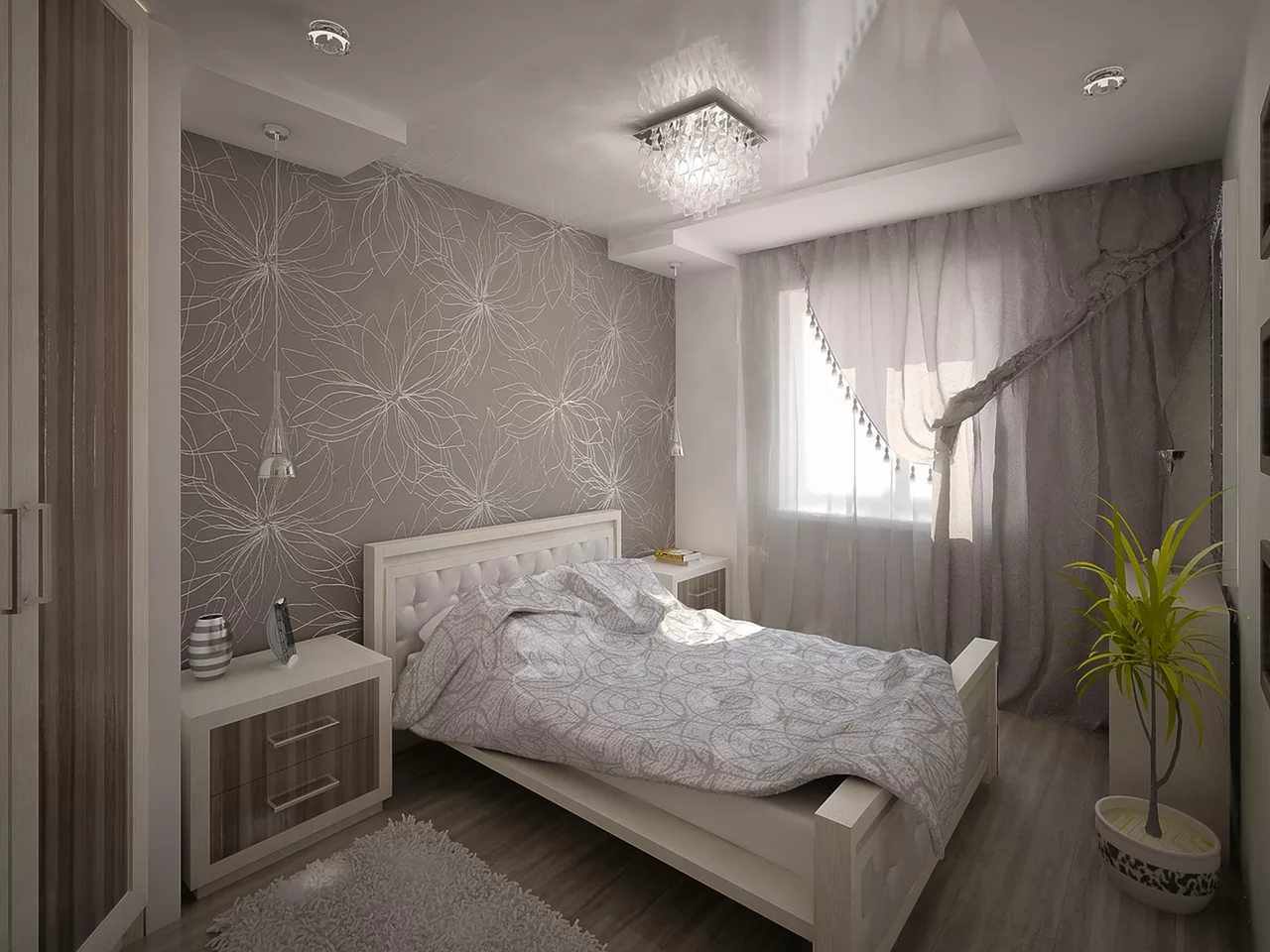 مثال على أسلوب مشرق لغرفة نوم في خروتشوف