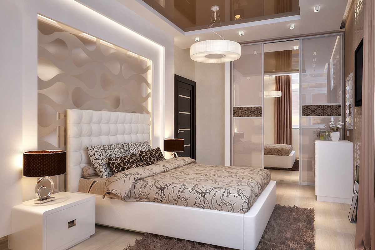 example of a beautiful bedroom interior of 15 sq.m
