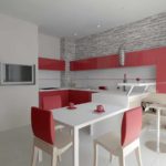 ideja par sarkanās virtuves attēla spilgtu dizainu