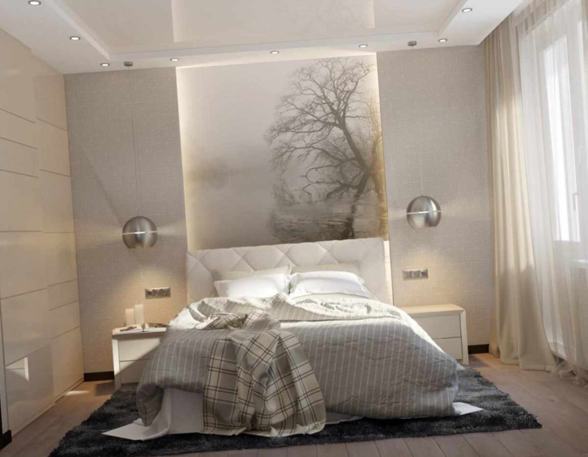 variant of light bedroom decor 15 sq.m