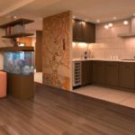 فكرة ديكور مشرق للمطبخ من غرفة المعيشة 16 متر مربع الصورة