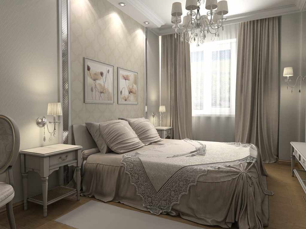 הרעיון של סגנון חדר שינה צר ויפה