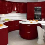 ideja par spilgtu interjera sarkanās virtuves fotoattēlu