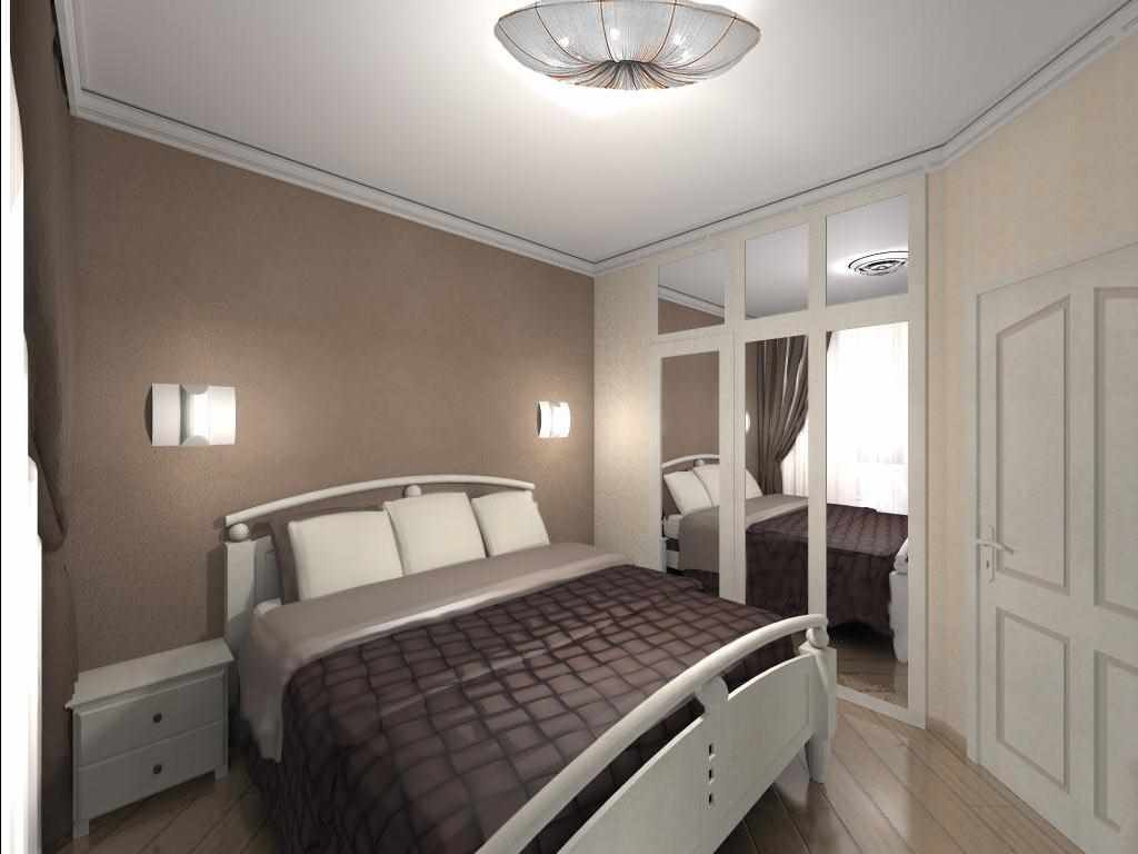 15 metrekarelik aydınlık bir yatak odası stiline bir örnek