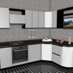 Un exemplu de imagine de design al bucătăriei cu colț ușor