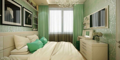 the idea of ​​a beautiful design narrow bedroom picture