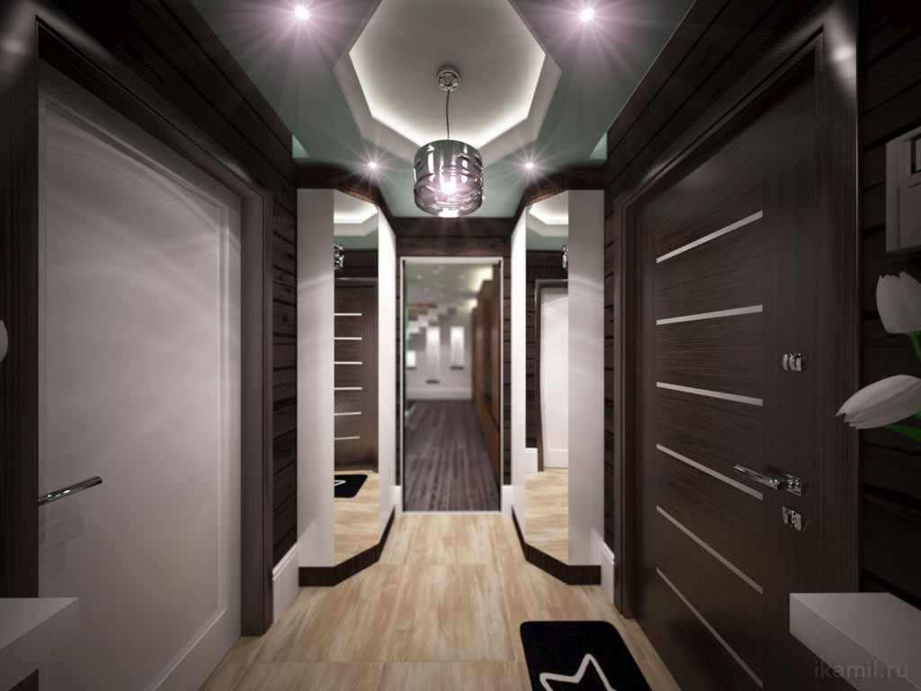 idea of ​​a beautiful interior corridor in a private house