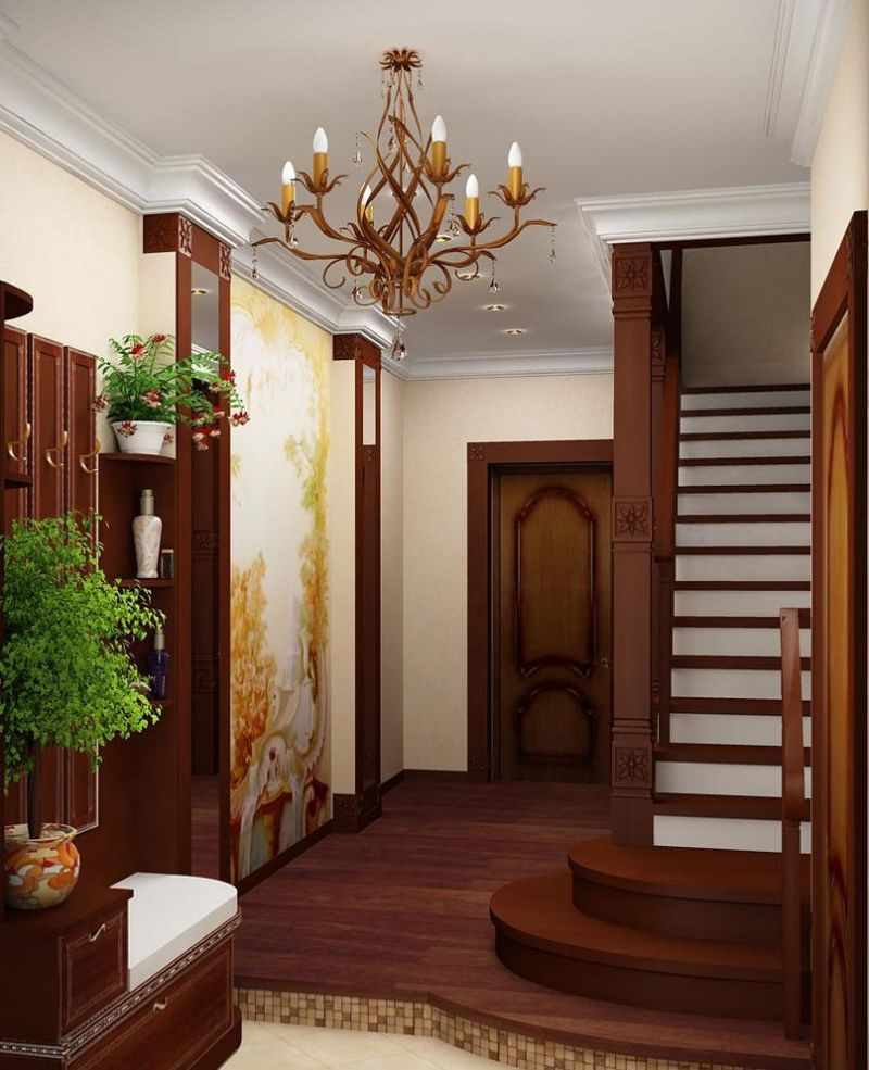 özel bir evde koridorun parlak tasarımının bir çeşidi